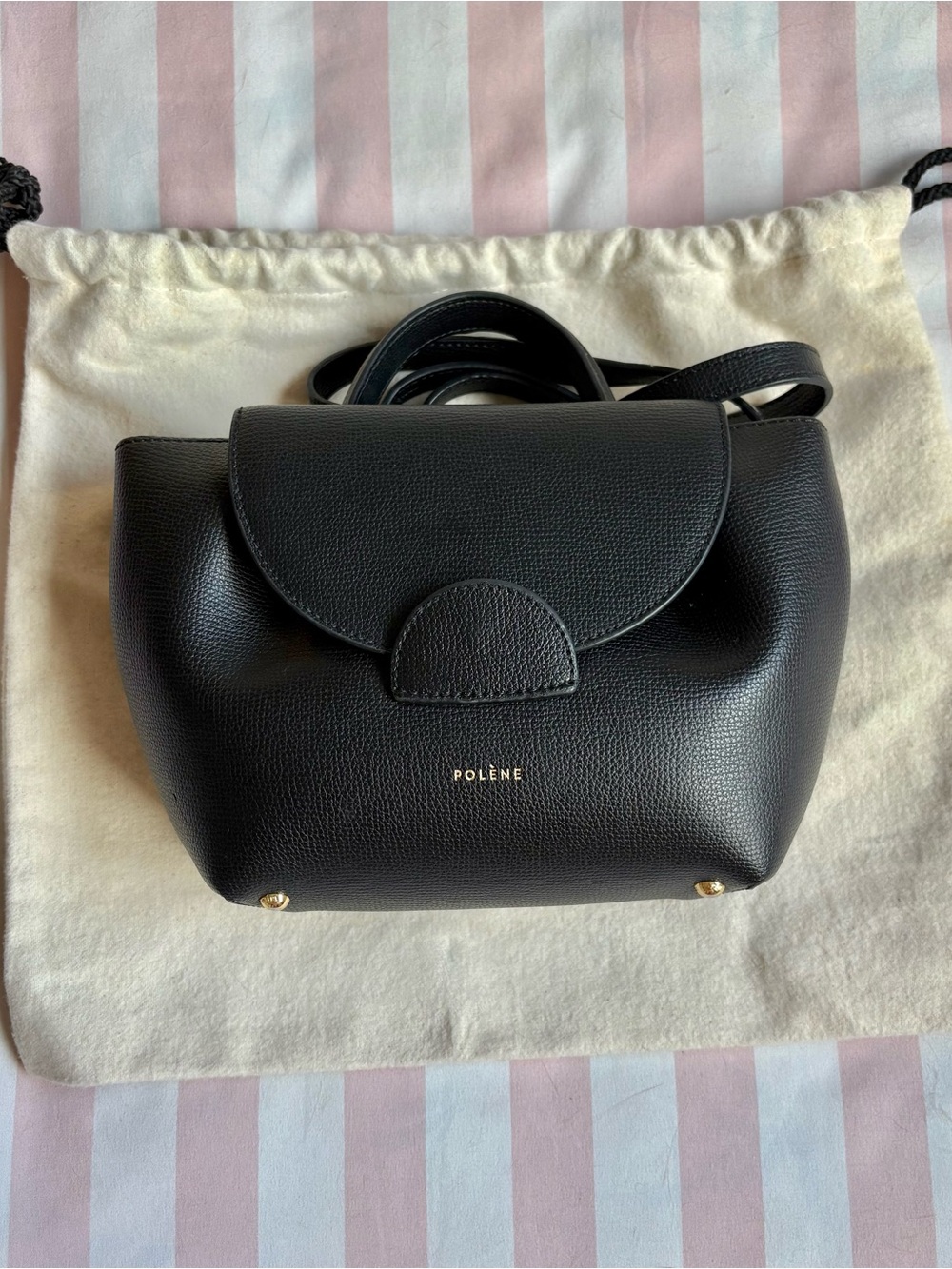Polene Numero Un Nano Textured Black Bag